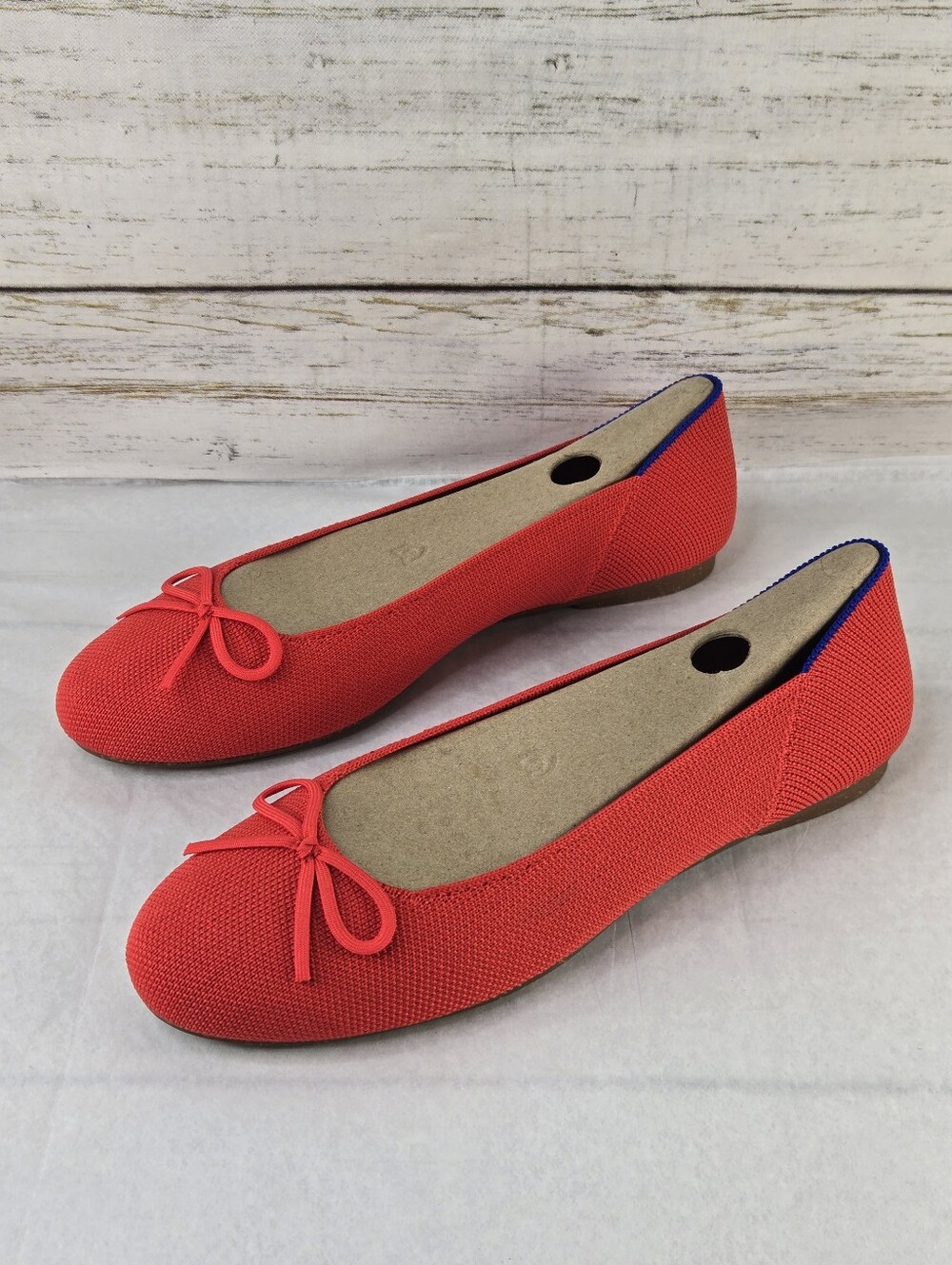 Rothy's The Ballet Flat Bow Accent Round Toe Glamour Red Women's Size 8 - Picture 3 of 14